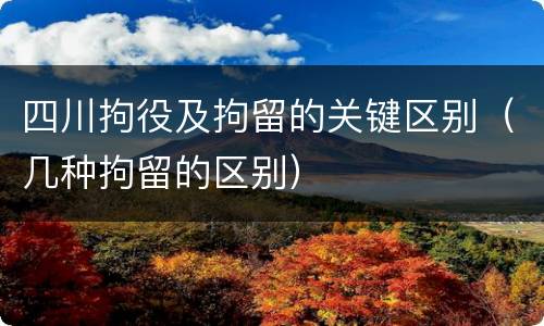 四川拘役及拘留的关键区别（几种拘留的区别）