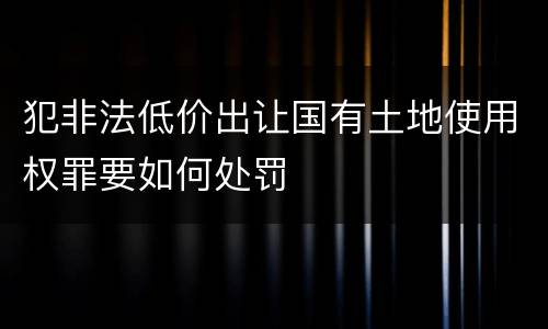 犯非法低价出让国有土地使用权罪要如何处罚