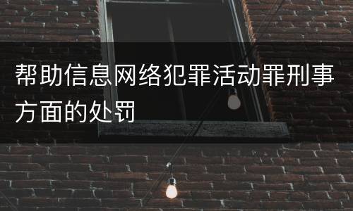 帮助信息网络犯罪活动罪刑事方面的处罚