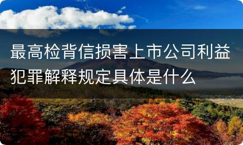 最高检背信损害上市公司利益犯罪解释规定具体是什么