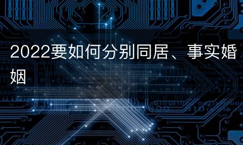 2022要如何分别同居、事实婚姻