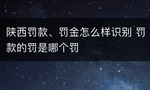陕西罚款、罚金怎么样识别 罚款的罚是哪个罚