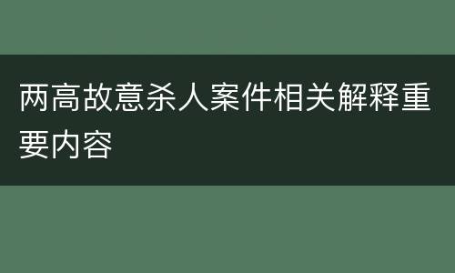 两高故意杀人案件相关解释重要内容