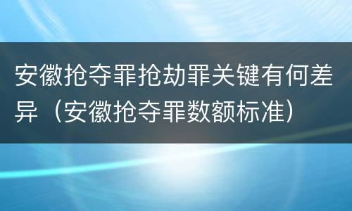 安徽抢夺罪抢劫罪关键有何差异（安徽抢夺罪数额标准）