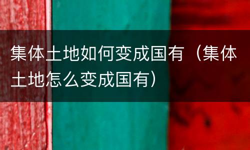 集体土地如何变成国有（集体土地怎么变成国有）