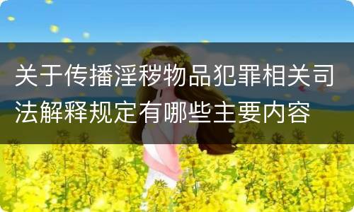 关于传播淫秽物品犯罪相关司法解释规定有哪些主要内容