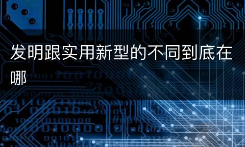 发明跟实用新型的不同到底在哪