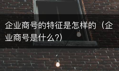 企业商号的特征是怎样的（企业商号是什么?）