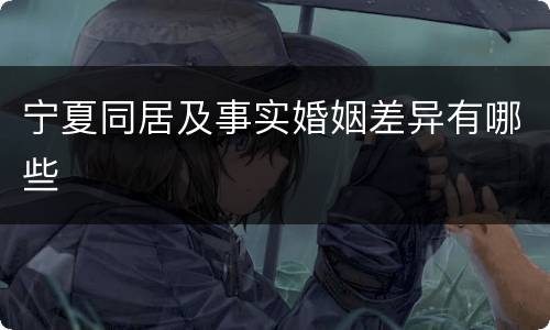 宁夏同居及事实婚姻差异有哪些