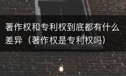 著作权和专利权到底都有什么差异（著作权是专利权吗）