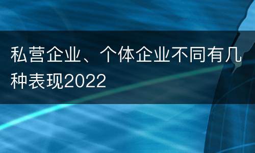 私营企业、个体企业不同有几种表现2022