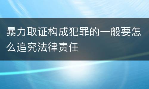 暴力取证构成犯罪的一般要怎么追究法律责任