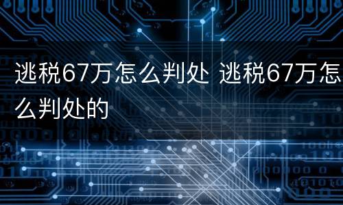 逃税67万怎么判处 逃税67万怎么判处的