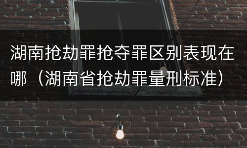 湖南抢劫罪抢夺罪区别表现在哪（湖南省抢劫罪量刑标准）