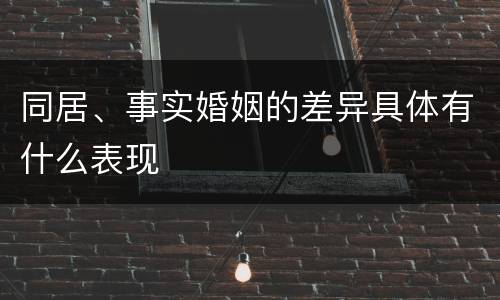 同居、事实婚姻的差异具体有什么表现