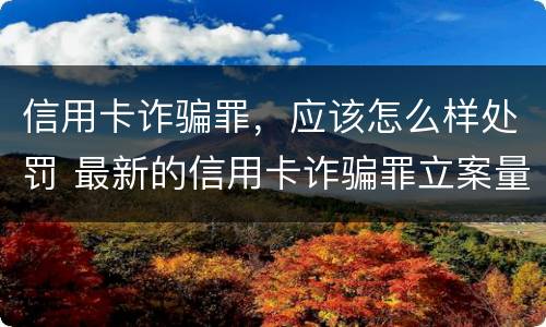 信用卡诈骗罪，应该怎么样处罚 最新的信用卡诈骗罪立案量刑标准