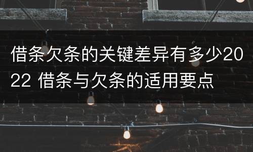 借条欠条的关键差异有多少2022 借条与欠条的适用要点