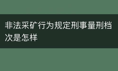 非法采矿行为规定刑事量刑档次是怎样
