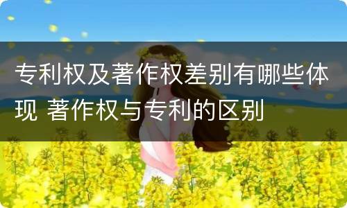 专利权及著作权差别有哪些体现 著作权与专利的区别