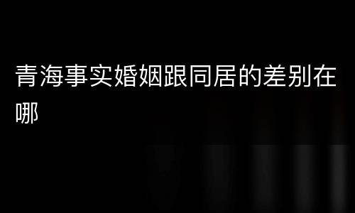 青海事实婚姻跟同居的差别在哪
