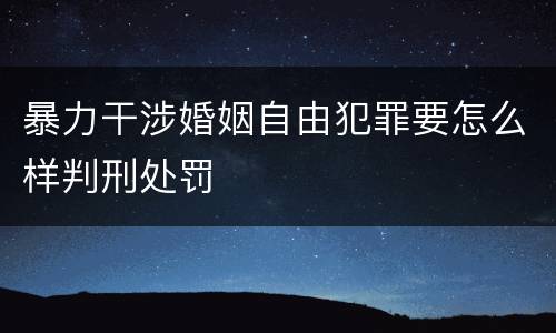 暴力干涉婚姻自由犯罪要怎么样判刑处罚