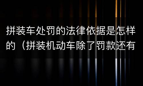 拼装车处罚的法律依据是怎样的（拼装机动车除了罚款还有什么处罚）
