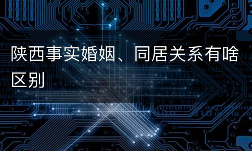 陕西事实婚姻、同居关系有啥区别