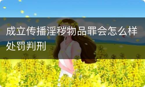 成立传播淫秽物品罪会怎么样处罚判刑