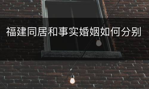 福建同居和事实婚姻如何分别