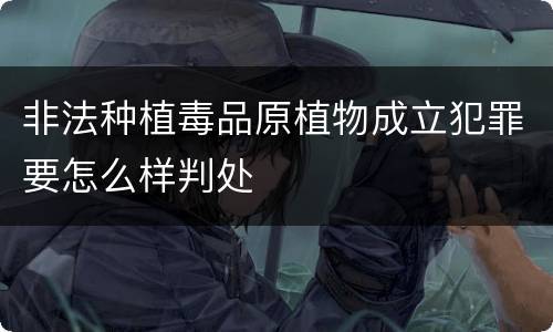 非法种植毒品原植物成立犯罪要怎么样判处
