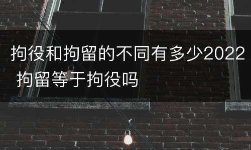 拘役和拘留的不同有多少2022 拘留等于拘役吗