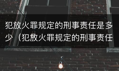 犯放火罪规定的刑事责任是多少（犯放火罪规定的刑事责任是多少天）