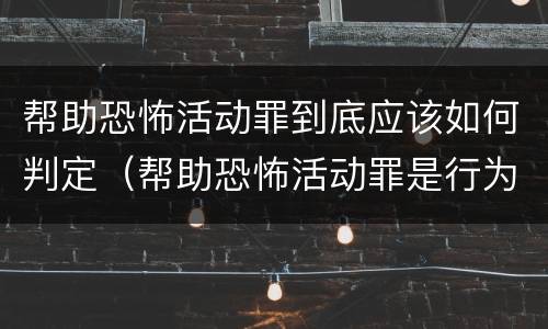 帮助恐怖活动罪到底应该如何判定（帮助恐怖活动罪是行为犯吗）