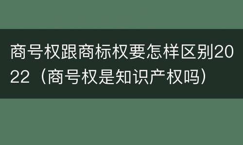 商号权跟商标权要怎样区别2022（商号权是知识产权吗）