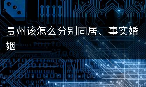 贵州该怎么分别同居、事实婚姻
