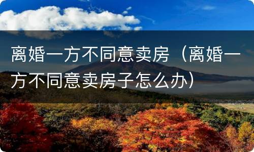 离婚一方不同意卖房（离婚一方不同意卖房子怎么办）