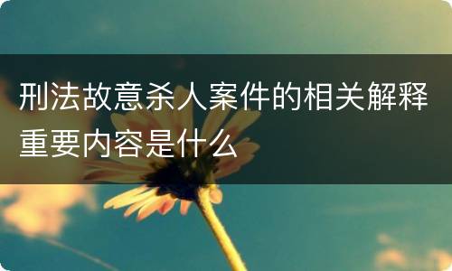 刑法故意杀人案件的相关解释重要内容是什么