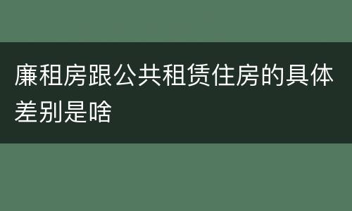 廉租房跟公共租赁住房的具体差别是啥
