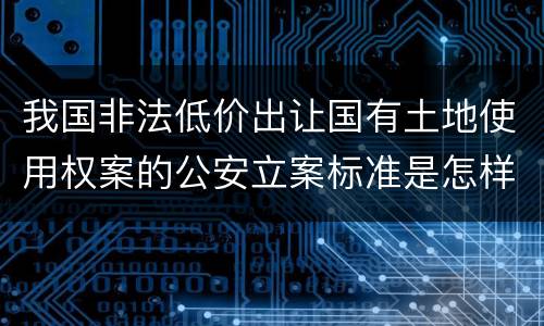 我国非法低价出让国有土地使用权案的公安立案标准是怎样的
