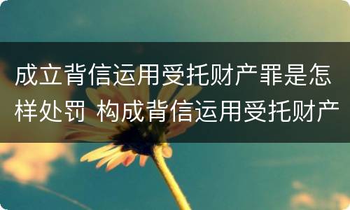 成立背信运用受托财产罪是怎样处罚 构成背信运用受托财产罪