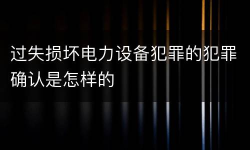 过失损坏电力设备犯罪的犯罪确认是怎样的