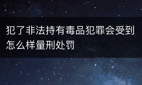 犯了非法持有毒品犯罪会受到怎么样量刑处罚