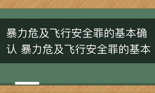 暴力危及飞行安全罪的基本确认 暴力危及飞行安全罪的基本确认原则