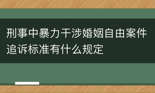 刑事中暴力干涉婚姻自由案件追诉标准有什么规定