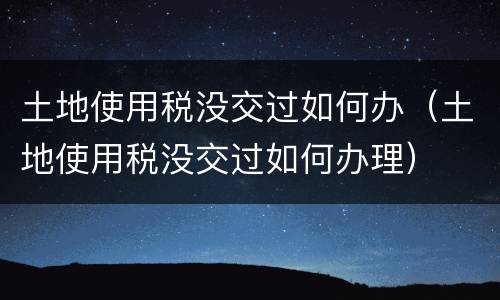 土地使用税没交过如何办（土地使用税没交过如何办理）