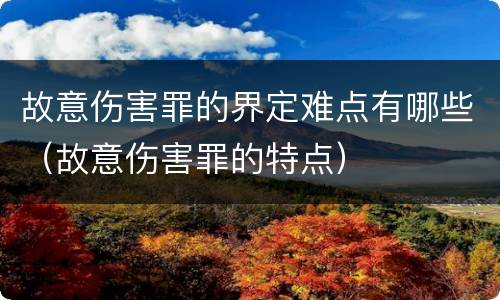 故意伤害罪的界定难点有哪些（故意伤害罪的特点）