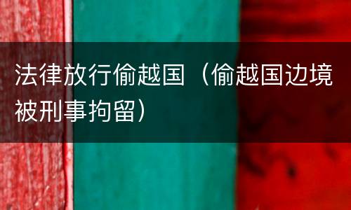 法律放行偷越国（偷越国边境被刑事拘留）