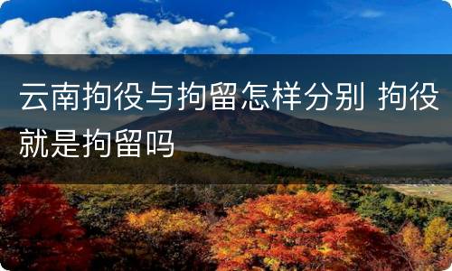 云南拘役与拘留怎样分别 拘役就是拘留吗
