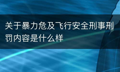 关于暴力危及飞行安全刑事刑罚内容是什么样