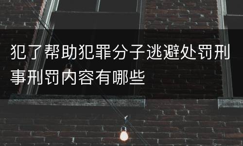犯了帮助犯罪分子逃避处罚刑事刑罚内容有哪些